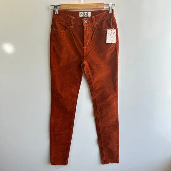 Free People Corduroy Pants Skinny Indie Sleaze Fall Classic Boho Size 24 NWT - Picture 8 of 13